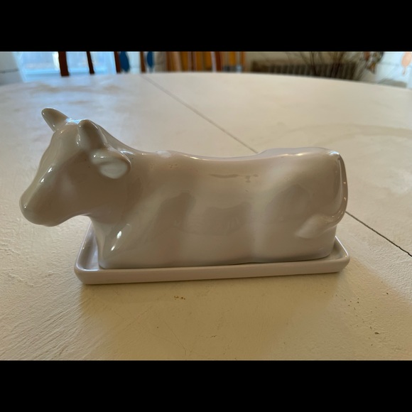 Cow Butter Dish White Ceramic - Picture 2 of 5